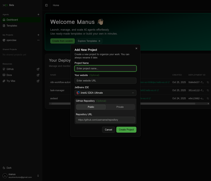 Add New Project Dialog